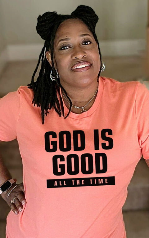 UNISEX CORAL GOD IS GOOD ALL THE TIME SHORT SLEEVE TSHIRT