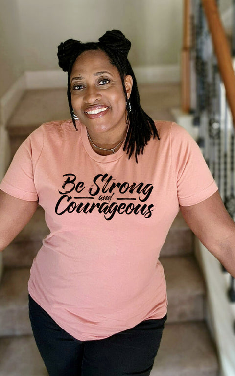 UNISEX ORCHID BE STRONG AND COURAGEOUS SHORT SLEEVE TSHIRT