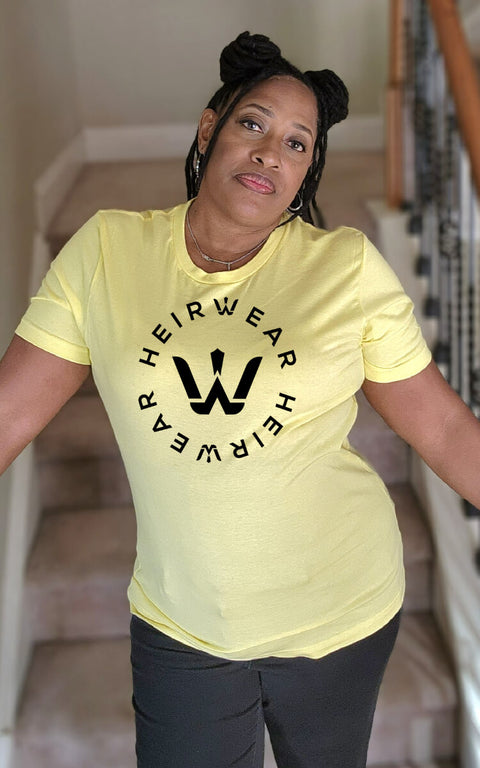 UNISEX YELLOW HEIRWEAR LOGO SHORT SLEEVE TSHIRT